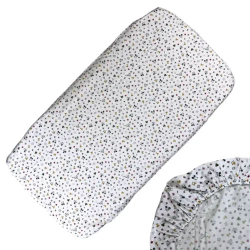 sábana bajera para cuna de 120 x 60, ideal para guarderías, con tela estampada Mickey Mouse