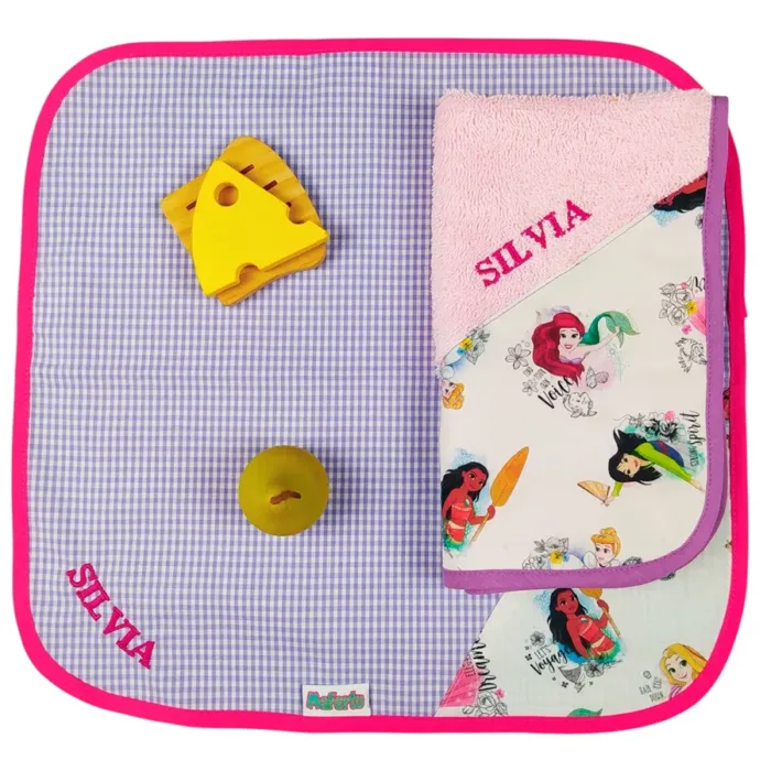 pack mantel y toalla desayuno colegio princesas